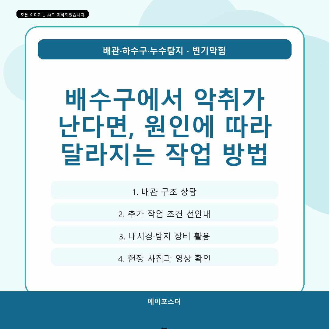 독산동 배관 내시경 점검, 현장 점검부터, 원인 점검과 작업 기준 확인하기