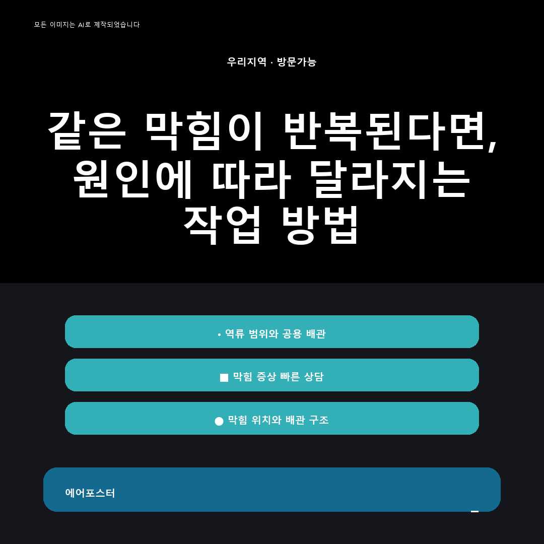 용인 근곡리 싱크대 막힘 해결, 부분 작업과 전체 작업 구분