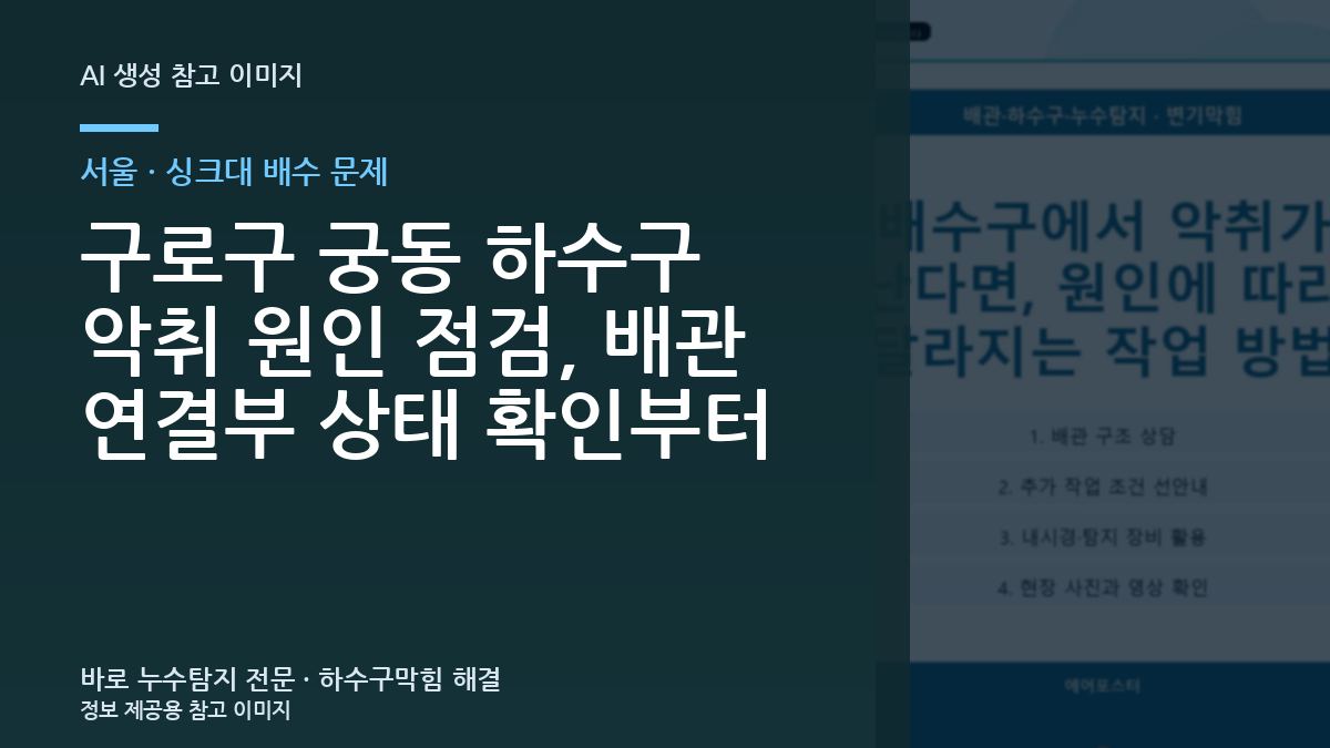 구로구 궁동 하수구 악취 원인 점검, 배관 연결부 상태 확인부터
