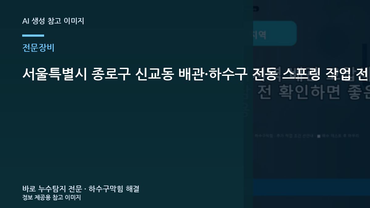 서울특별시 종로구 신교동 배관·하수구 전동 스프링 작업 전 확인, 전문업체 점검이 필요한 이유
