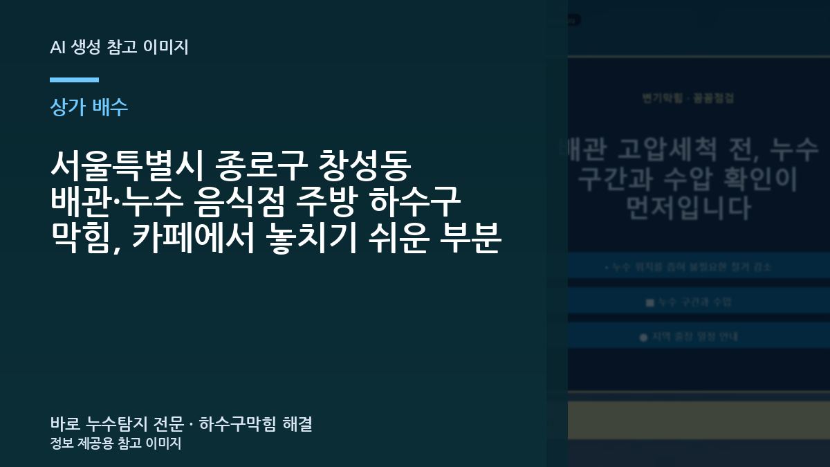 서울특별시 종로구 창성동 배관·누수 음식점 주방 하수구 막힘, 카페에서 놓치기 쉬운 부분