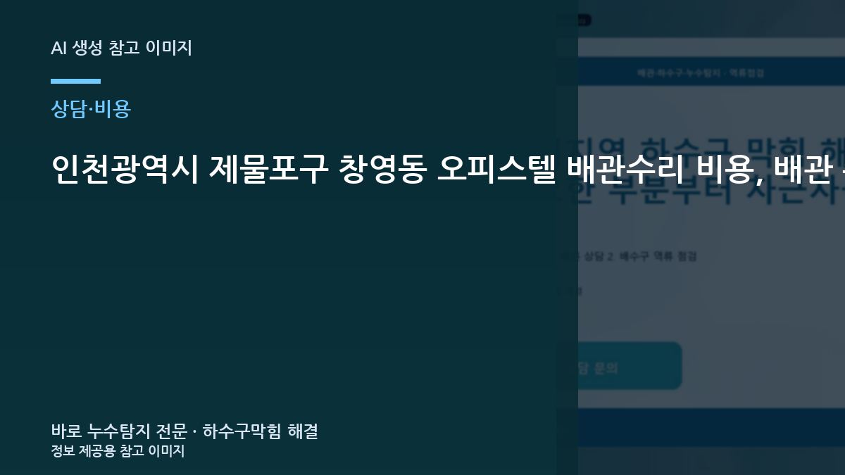 인천광역시 제물포구 창영동 오피스텔 배관수리 비용, 배관 수리 견적 전 사진 준비에서 확인할 항목
