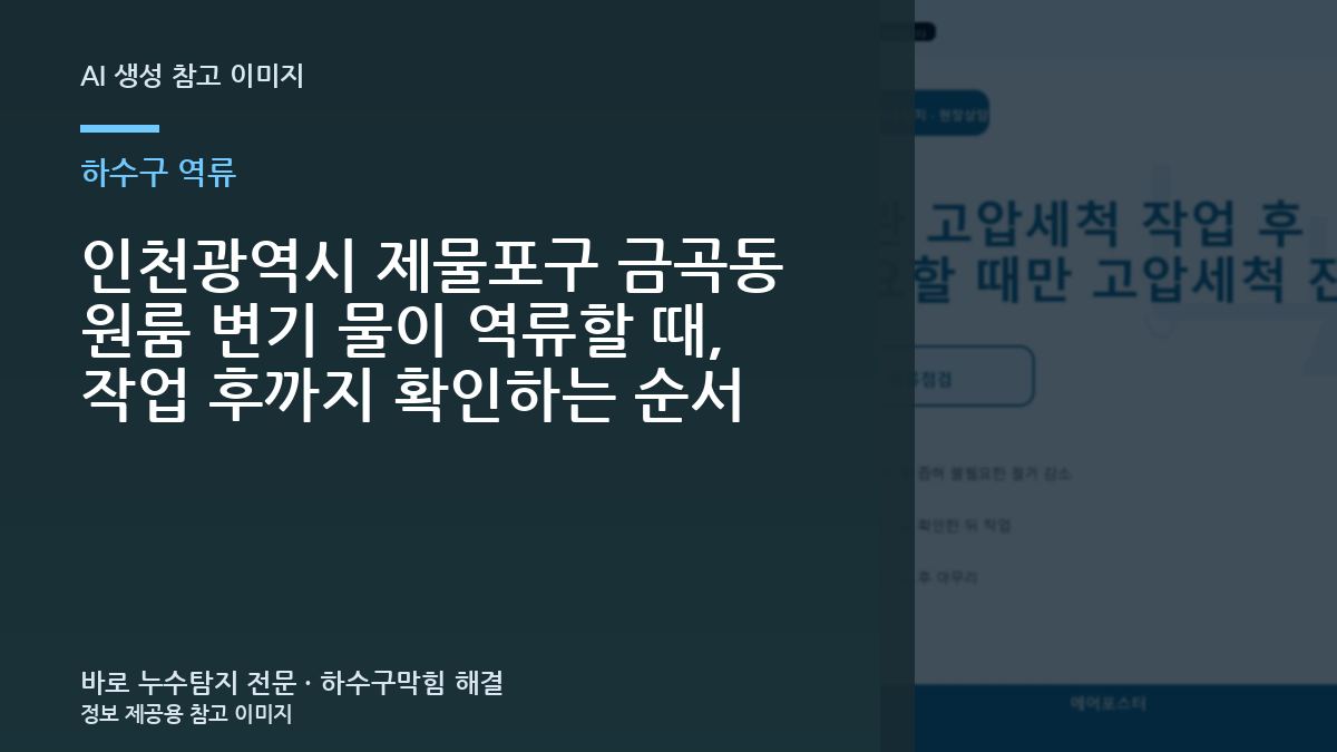 인천광역시 제물포구 금곡동 원룸 변기 물이 역류할 때, 작업 후까지 확인하는 순서
