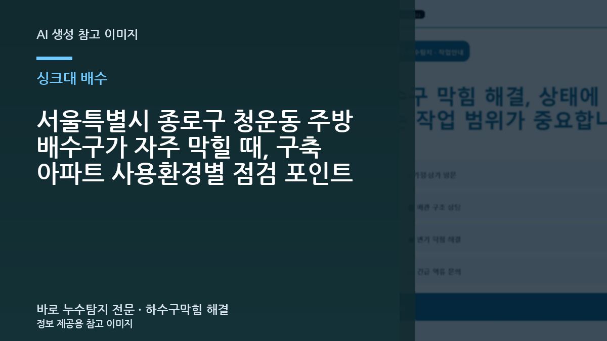 서울특별시 종로구 청운동 주방 배수구가 자주 막힐 때, 구축 아파트 사용환경별 점검 포인트