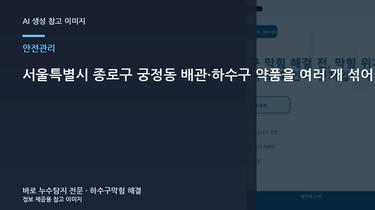 서울특별시 종로구 궁정동 배관·하수구  약품을 여러 개 섞어 쓰면 안 되는 이유, 전문업체 점검이 필요한 이유