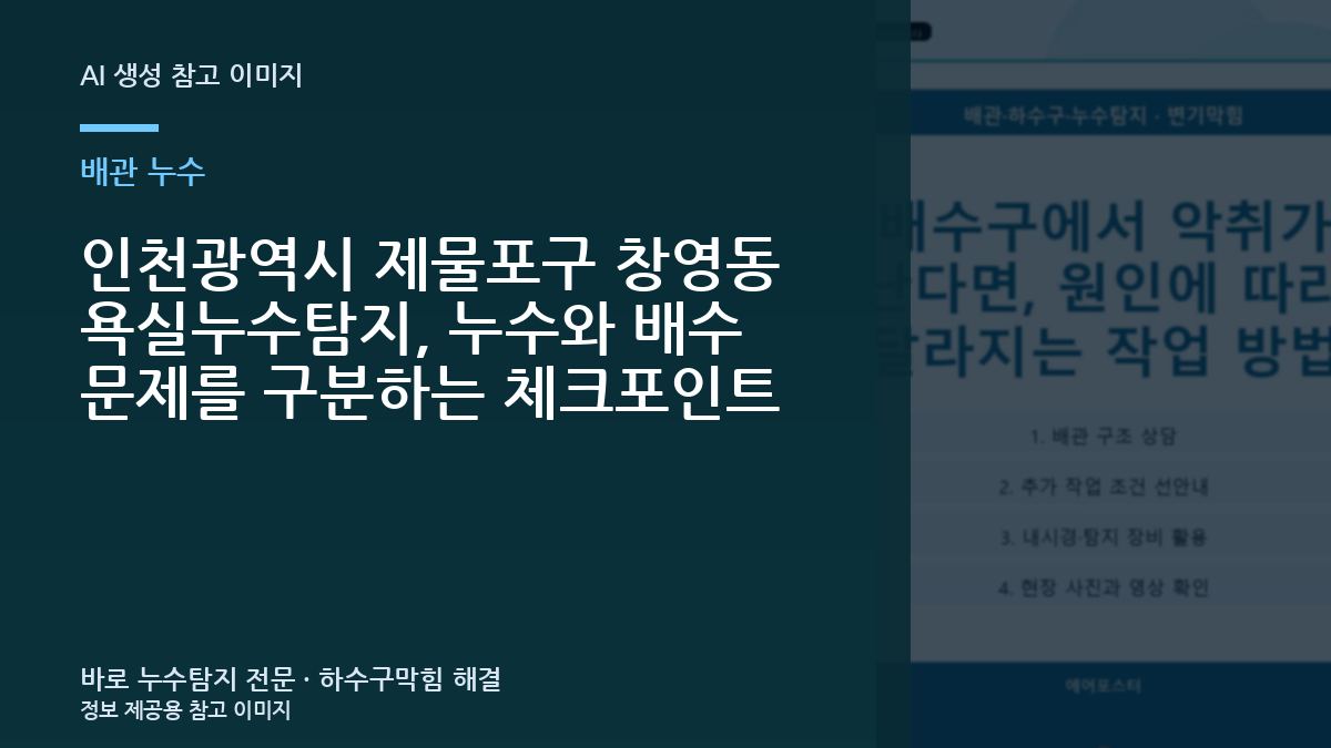 인천광역시 제물포구 창영동 욕실누수탐지, 누수와 배수 문제를 구분하는 체크포인트