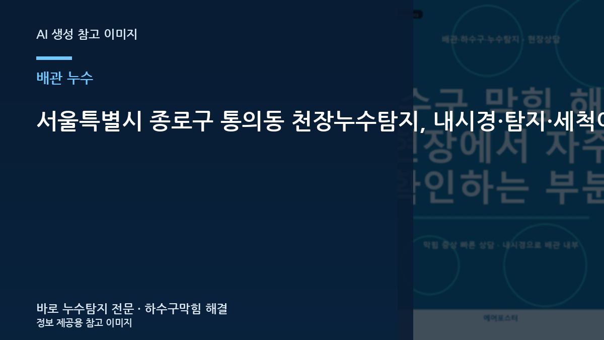 서울특별시 종로구 통의동 천장누수탐지, 내시경·탐지·세척이 필요한 경우 구분