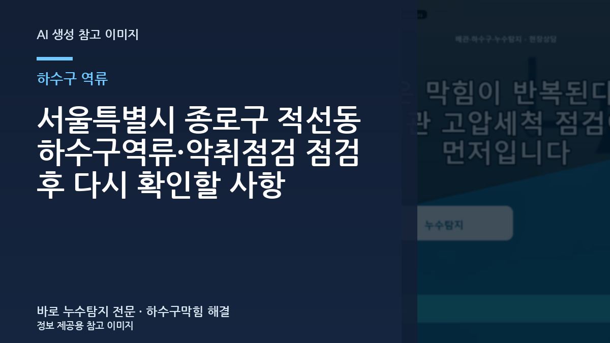 서울특별시 종로구 적선동 하수구역류·악취점검 점검 후 다시 확인할 사항