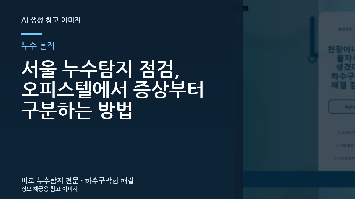 서울 누수탐지 점검, 오피스텔에서 증상부터 구분하는 방법