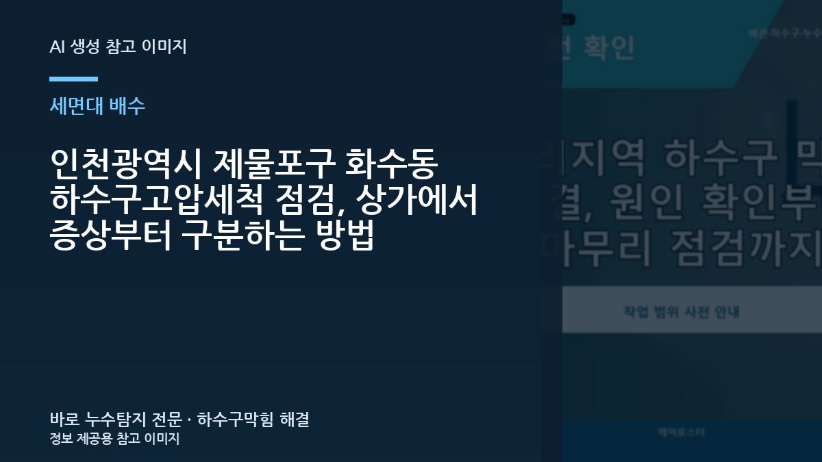 인천광역시 제물포구 화수동 하수구고압세척 점검, 상가에서 증상부터 구분하는 방법
