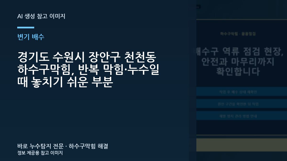 경기도 수원시 장안구 천천동 하수구막힘, 반복 막힘·누수일 때 놓치기 쉬운 부분