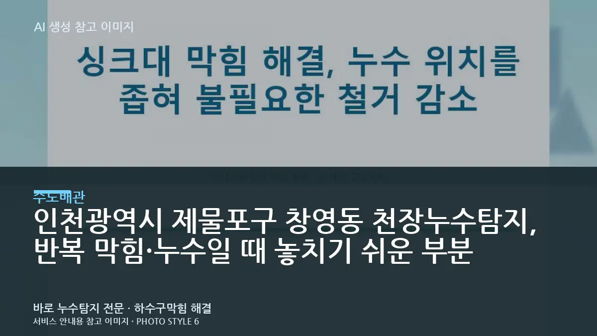 인천광역시 제물포구 창영동 천장누수탐지, 반복 막힘·누수일 때 놓치기 쉬운 부분