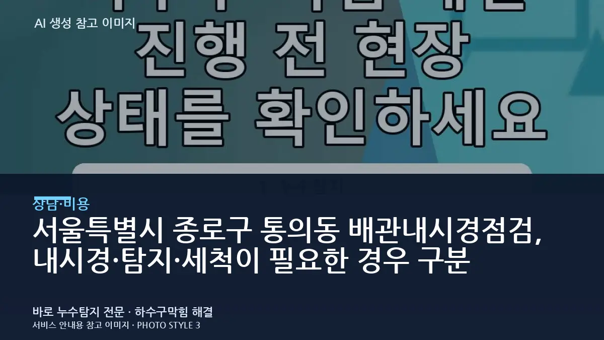 서울특별시 종로구 통의동 배관내시경점검, 내시경·탐지·세척이 필요한 경우 구분