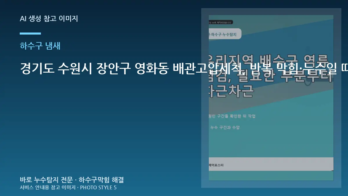 경기도 수원시 장안구 영화동 배관고압세척, 반복 막힘·누수일 때 놓치기 쉬운 부분