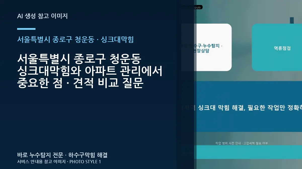 서울특별시 종로구 청운동 싱크대막힘와 아파트 관리에서 중요한 점 · 견적 비교 질문