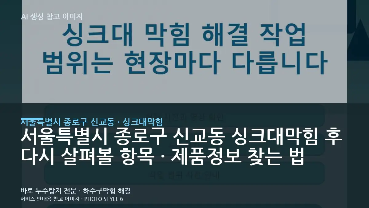 서울특별시 종로구 신교동 싱크대막힘 후 다시 살펴볼 항목 · 제품정보 찾는 법