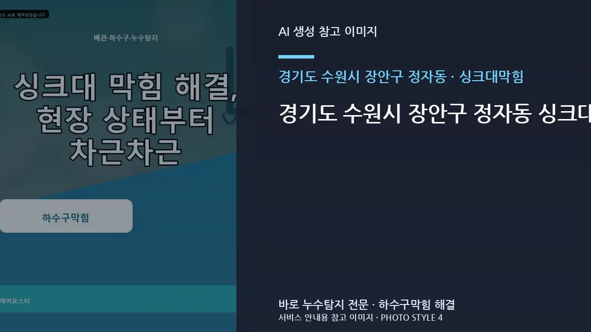 경기도 수원시 장안구 정자동 싱크대막힘, 숙박시설 설치 조건별 준비사항 · 재발 원인 기록