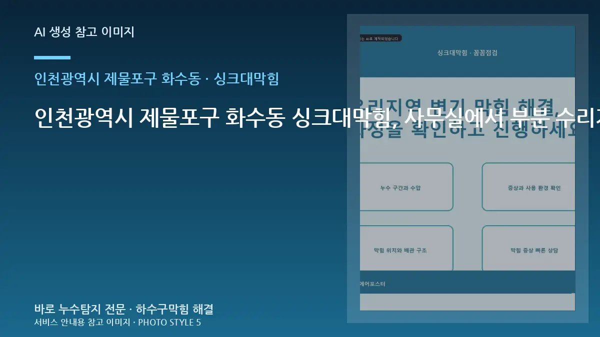 인천광역시 제물포구 화수동 싱크대막힘, 사무실에서 부분 수리가 가능한 경우 · 견적 비교 질문