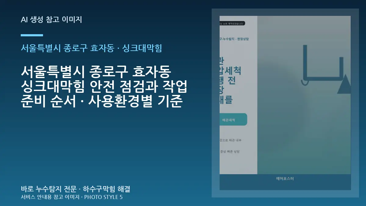 서울특별시 종로구 효자동 싱크대막힘 안전 점검과 작업 준비 순서 · 사용환경별 기준