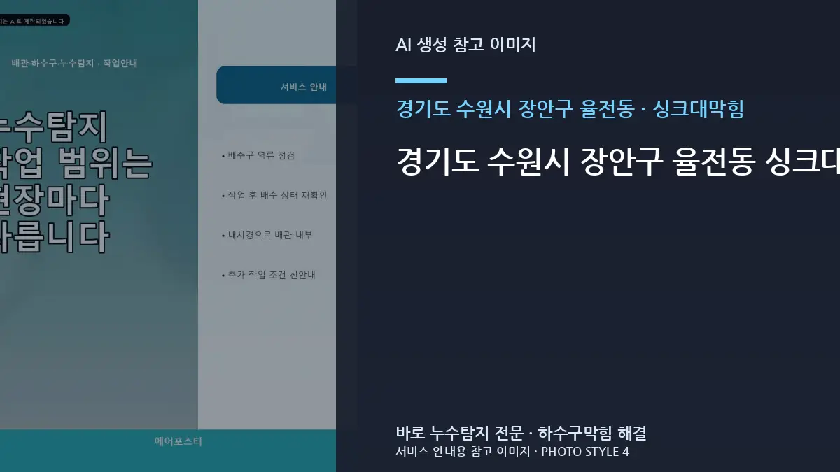 경기도 수원시 장안구 율전동 싱크대막힘 작업 범위 비교와 판단 기준 · 점검결과 다음단계