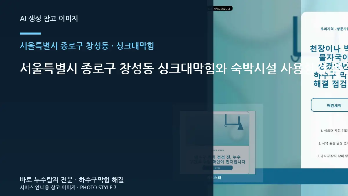 서울특별시 종로구 창성동 싱크대막힘와 숙박시설 사용환경 점검 포인트 · 상담 전 사진 준비