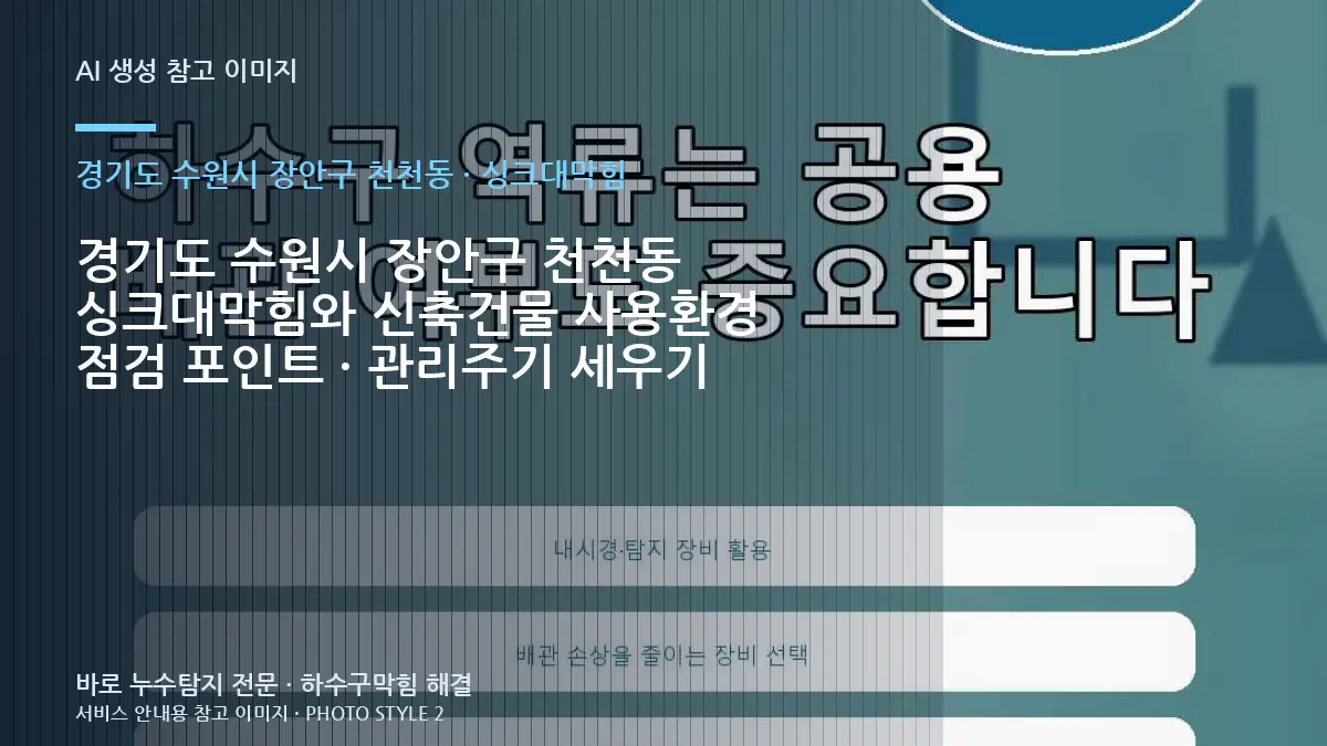 경기도 수원시 장안구 천천동 싱크대막힘와 신축건물 사용환경 점검 포인트 · 관리주기 세우기