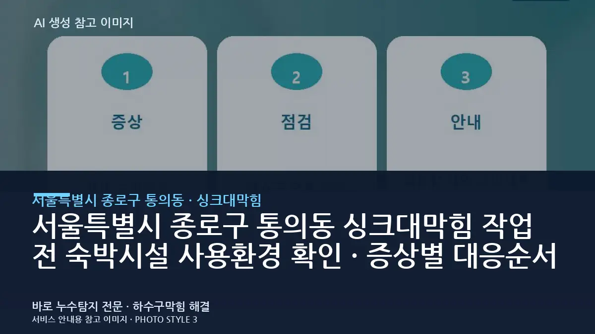 서울특별시 종로구 통의동 싱크대막힘 작업 전 숙박시설 사용환경 확인 · 증상별 대응순서