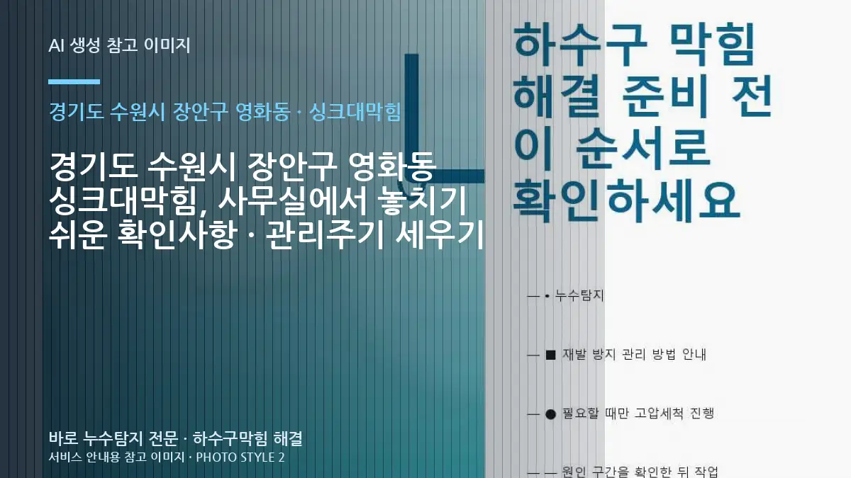 경기도 수원시 장안구 영화동 싱크대막힘, 사무실에서 놓치기 쉬운 확인사항 · 관리주기 세우기