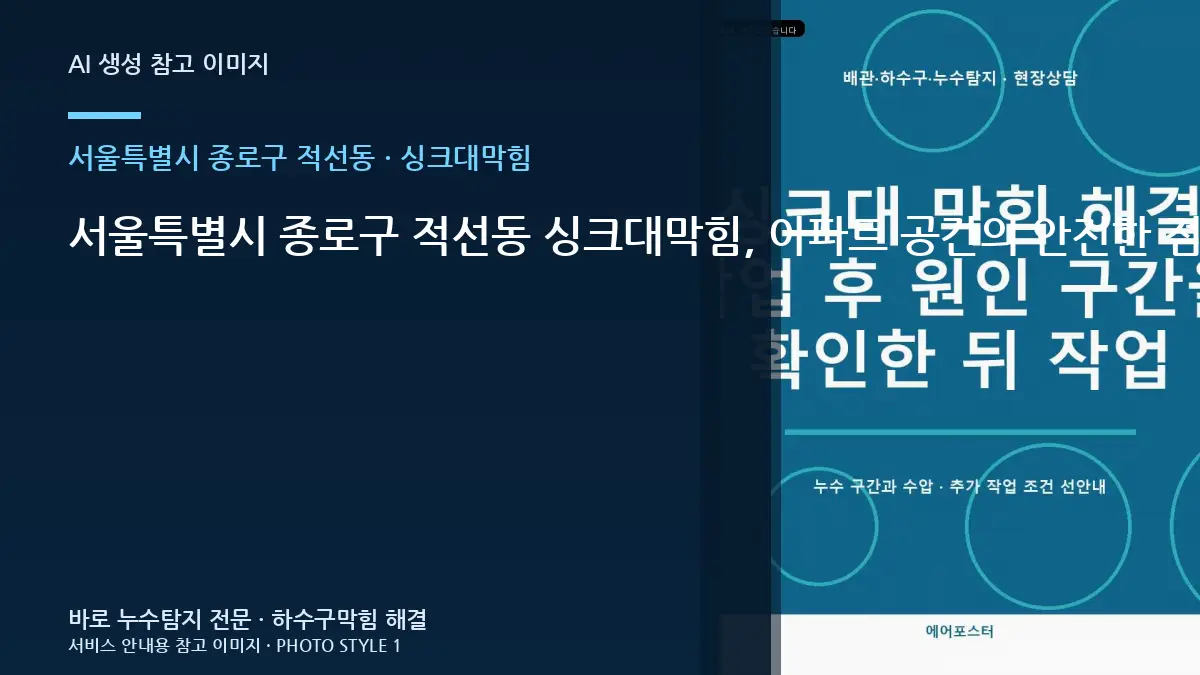 서울특별시 종로구 적선동 싱크대막힘, 아파트 공간의 안전한 점검 범위 · 설비상태 설명법