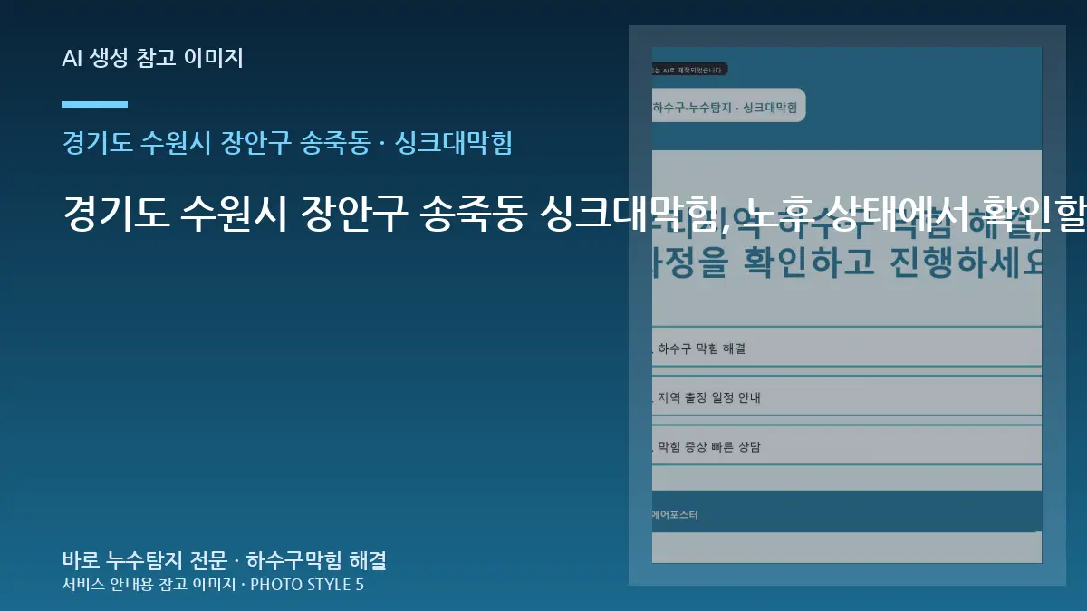 경기도 수원시 장안구 송죽동 싱크대막힘, 노후 상태에서 확인할 위험 신호 · 공간별 점검순서