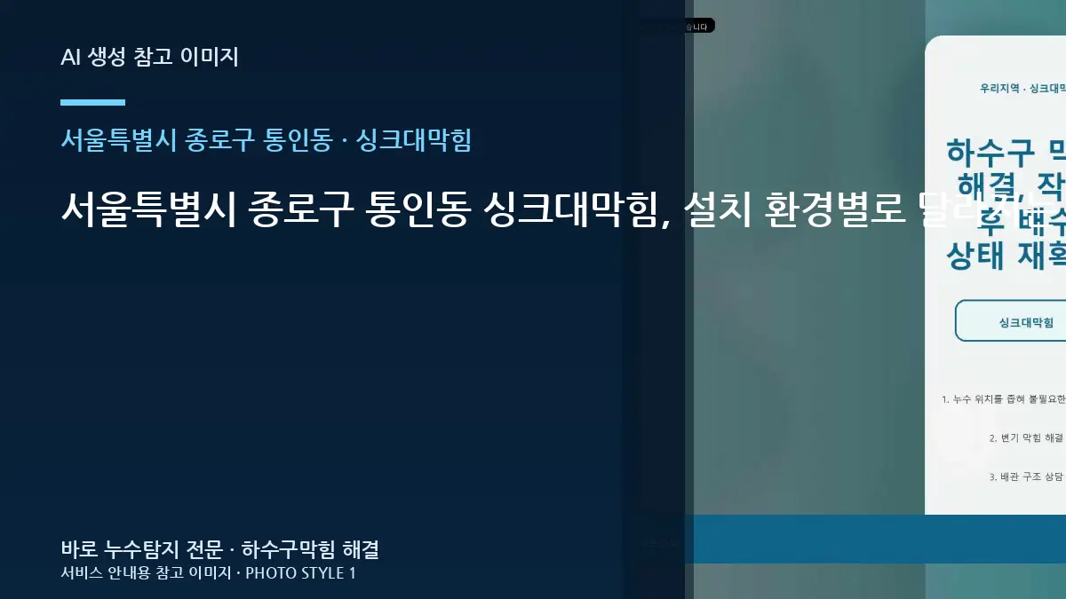 서울특별시 종로구 통인동 싱크대막힘, 설치 환경별로 달라지는 작업 범위 · 관리주기 세우기