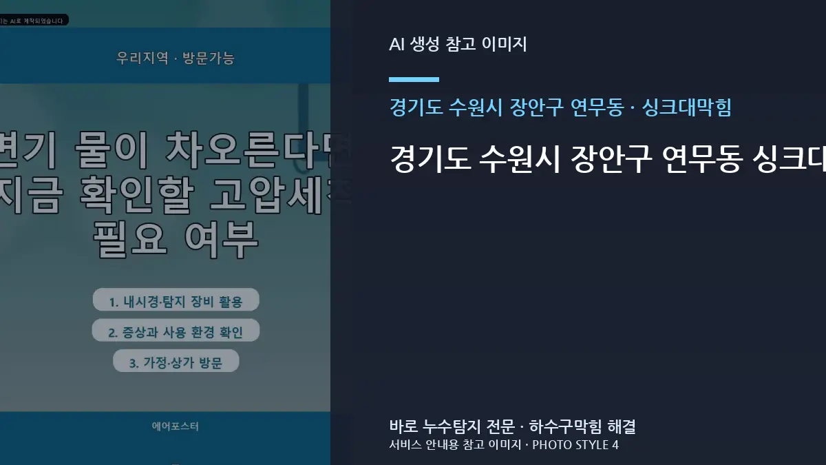 경기도 수원시 장안구 연무동 싱크대막힘 후 신축건물에서 확인할 변화 · 현장 접근성 점검
