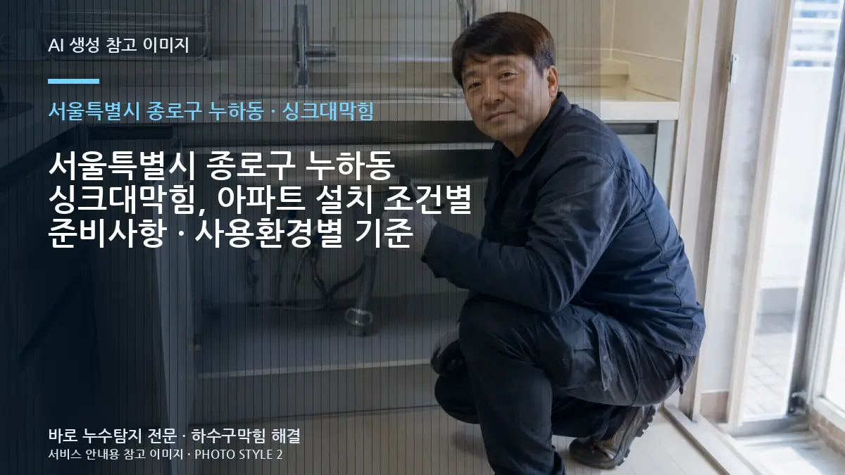 서울특별시 종로구 누하동 싱크대막힘, 아파트 설치 조건별 준비사항 · 사용환경별 기준
