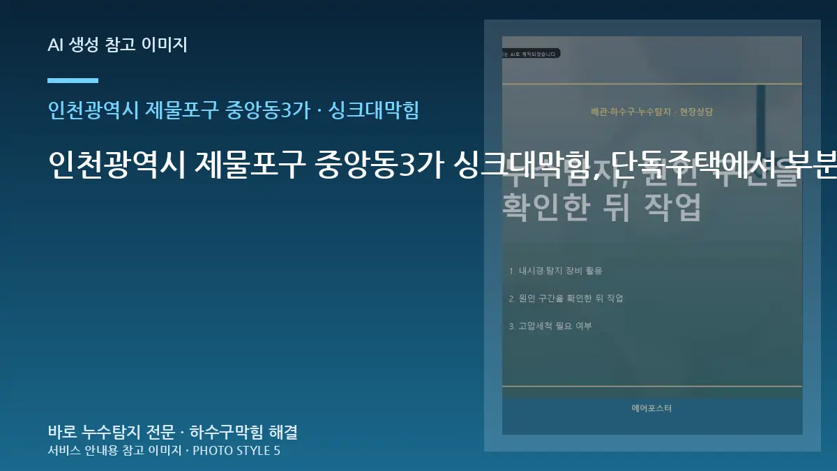 인천광역시 제물포구 중앙동3가 싱크대막힘, 단독주택에서 부분 수리가 가능한 경우 · 작업순서 이해하기