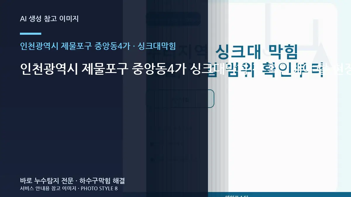 인천광역시 제물포구 중앙동4가 싱크대막힘 전 확인해야 할 현장 조건 · 현장 조건 확인표