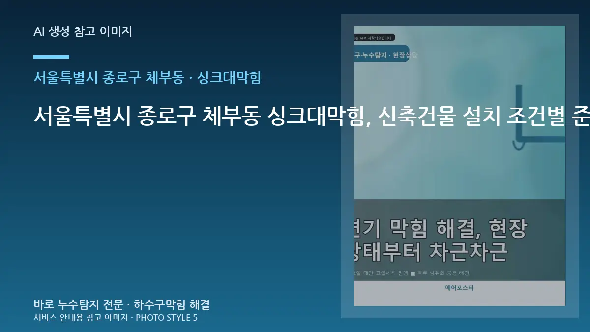 서울특별시 종로구 체부동 싱크대막힘, 신축건물 설치 조건별 준비사항 · 사진 촬영 위치