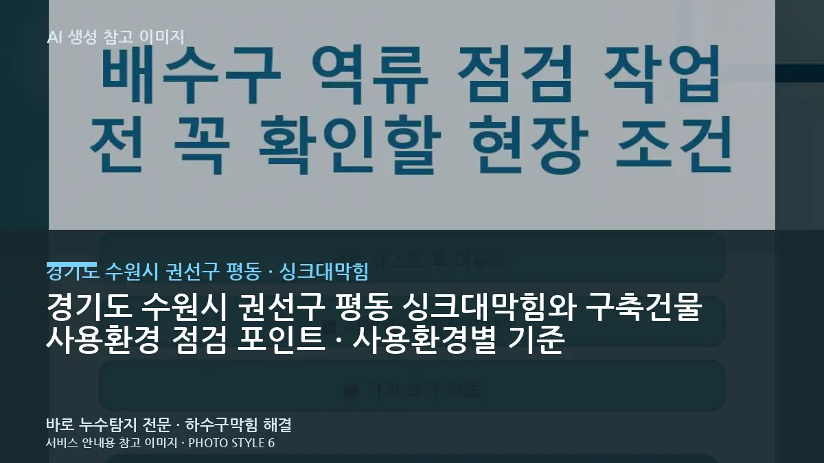 경기도 수원시 권선구 평동 싱크대막힘와 구축건물 사용환경 점검 포인트 · 사용환경별 기준