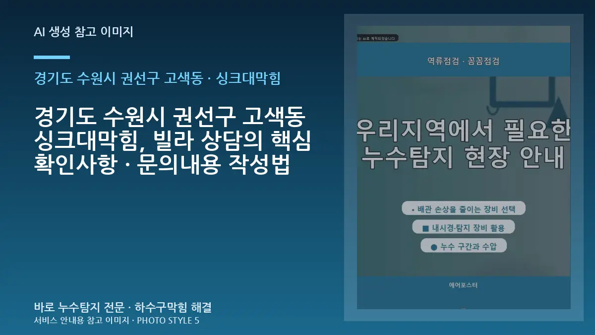 경기도 수원시 권선구 고색동 싱크대막힘, 빌라 상담의 핵심 확인사항 · 문의내용 작성법