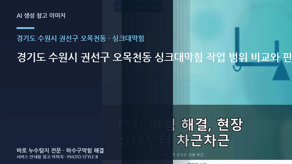 경기도 수원시 권선구 오목천동 싱크대막힘 작업 범위 비교와 판단 기준 · 상담 전 사진 준비