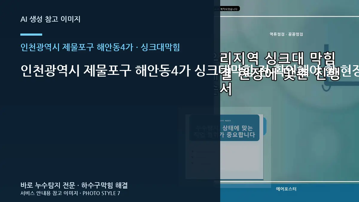 인천광역시 제물포구 해안동4가 싱크대막힘 전 확인해야 할 현장 조건 · 반복고장 구분법