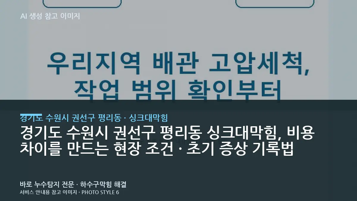 경기도 수원시 권선구 평리동 싱크대막힘, 비용 차이를 만드는 현장 조건 · 초기 증상 기록법