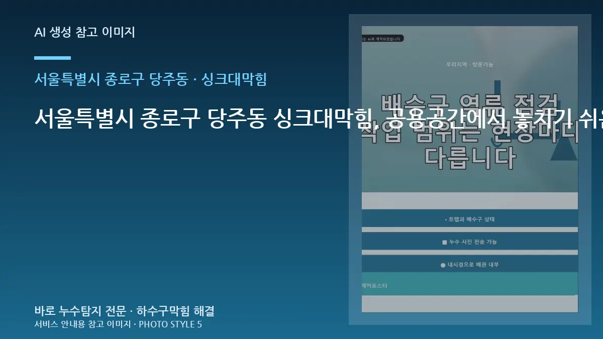 서울특별시 종로구 당주동 싱크대막힘, 공용공간에서 놓치기 쉬운 확인사항 · 현장 조건 확인표