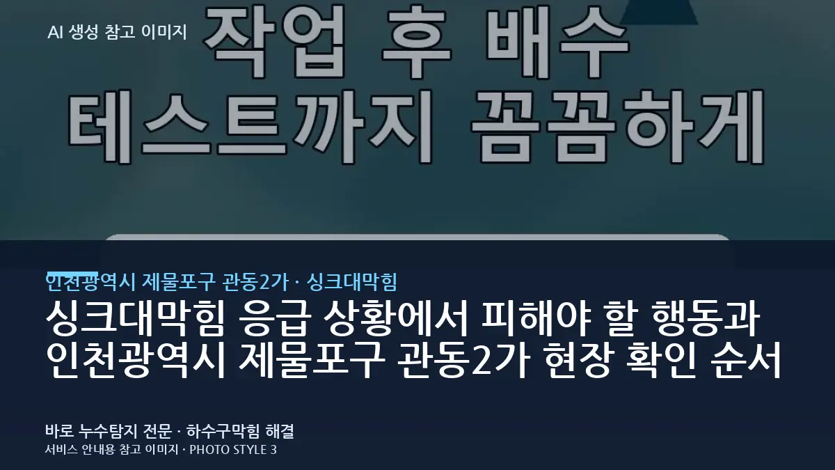 싱크대막힘 응급 상황에서 피해야 할 행동과 인천광역시 제물포구 관동2가 현장 확인 순서