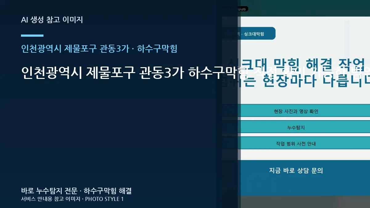 인천광역시 제물포구 관동3가 하수구막힘 직접 확인 가능한 범위와 전문가 점검이 필요한 경계