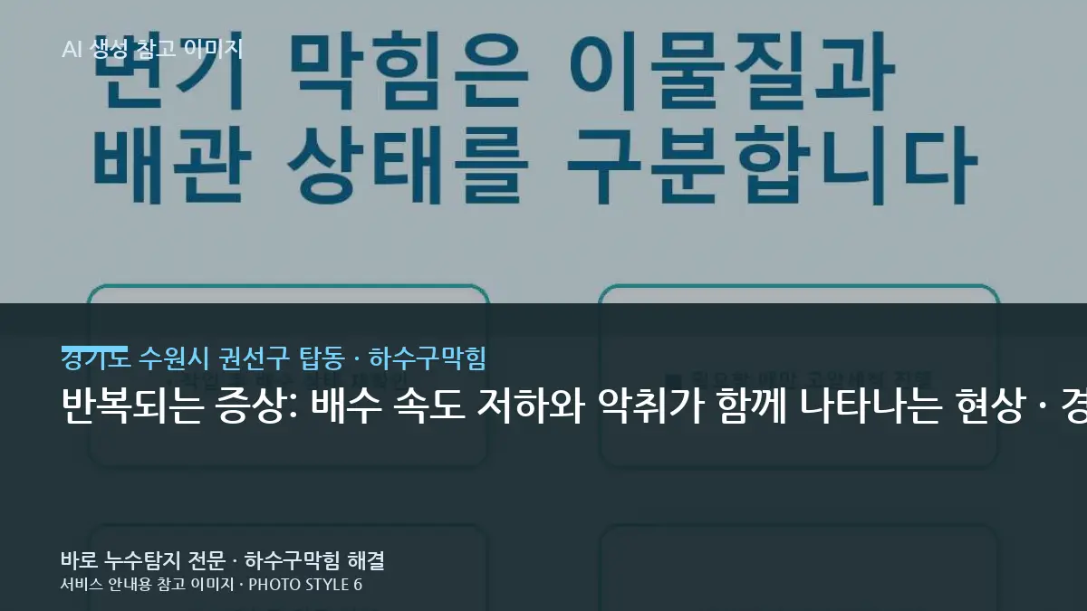 반복되는 증상: 배수 속도 저하와 악취가 함께 나타나는 현상 · 경기도 수원시 권선구 탑동 하수구막힘, 어디부터 봐야 할까