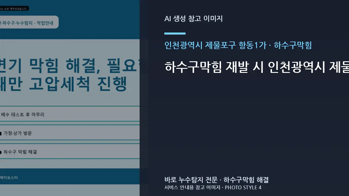 하수구막힘 재발 시 인천광역시 제물포구 항동1가에서 배관 상태를 다시 보는 기준