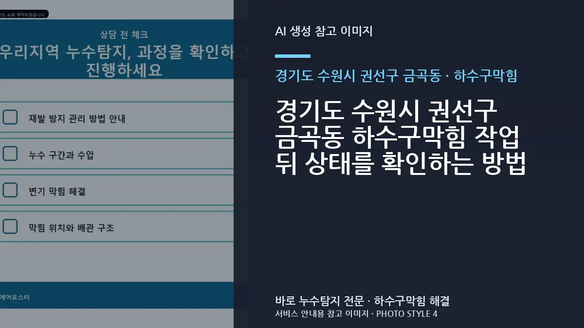 경기도 수원시 권선구 금곡동 하수구막힘 작업 뒤 상태를 확인하는 방법