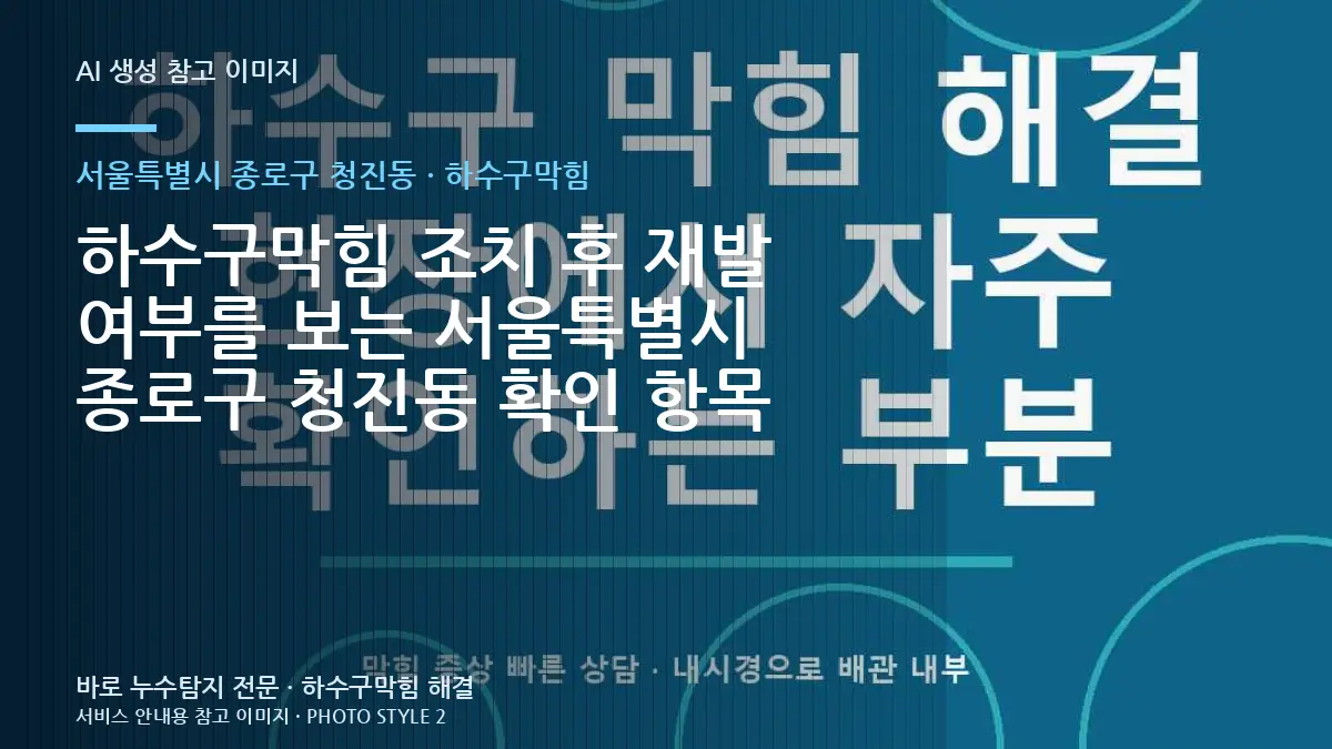 하수구막힘 조치 후 재발 여부를 보는 서울특별시 종로구 청진동 확인 항목