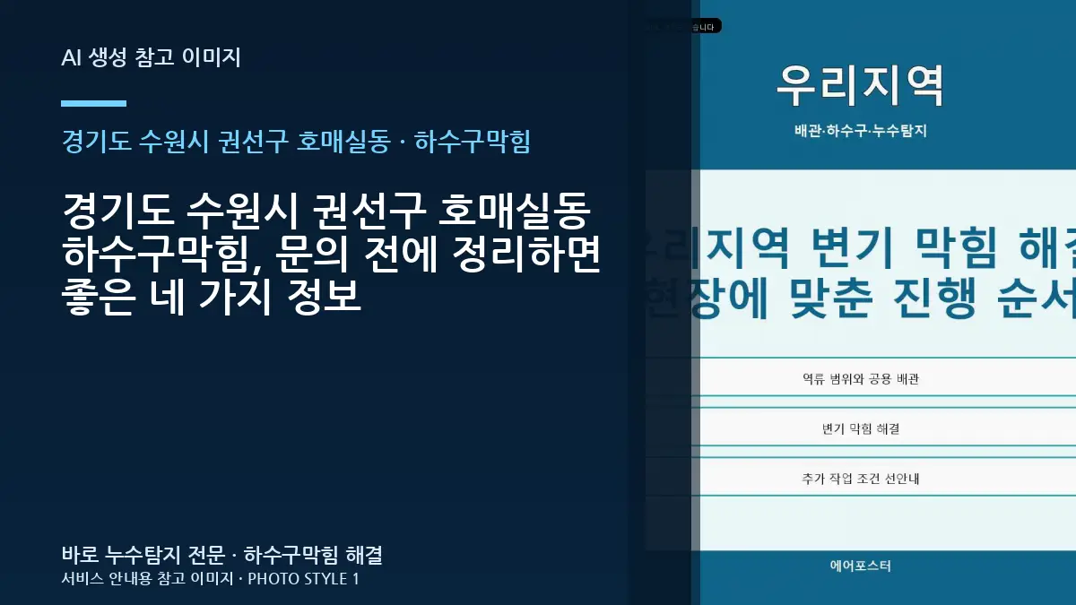 경기도 수원시 권선구 호매실동 하수구막힘, 문의 전에 정리하면 좋은 네 가지 정보
