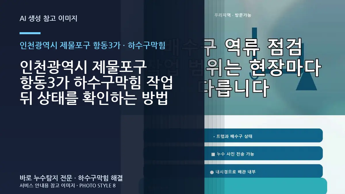 인천광역시 제물포구 항동3가 하수구막힘 작업 뒤 상태를 확인하는 방법